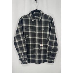 Crooks & Castles Jacket Mens Medium Black Plaid Wool Flannel Lined Utility Work